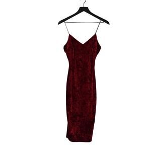 The Vintage Shop Red Velvet Bodycon Midi Dress